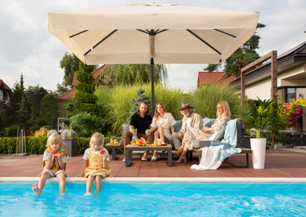 Parasol ogrodowy Rio Plus 3 m Akryl Szary - obrazek 3